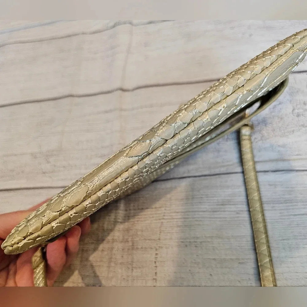 Devi Kroell For Target Gold Zip Faux Snakeskin Wristlet Mini Clutch w/ Strap